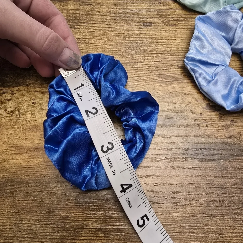 New Silky Blue Scrunchie Set of 5